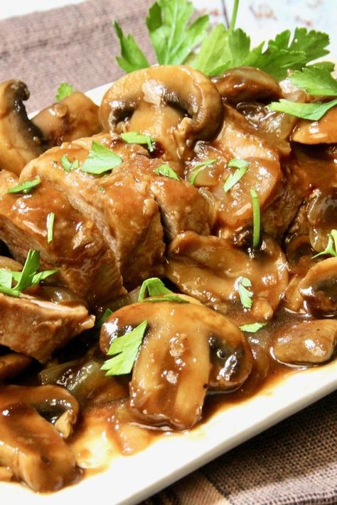 Pork Tenderloin Marsala, Pork Marsala With Mushrooms, Pork Marsala, Pork Tenderloin Medallions, Pork Tenderloins, Marsala Sauce, Slow Cooker Pork Tenderloin, Pork Chop Recipes Baked, Pork Chop Dinner