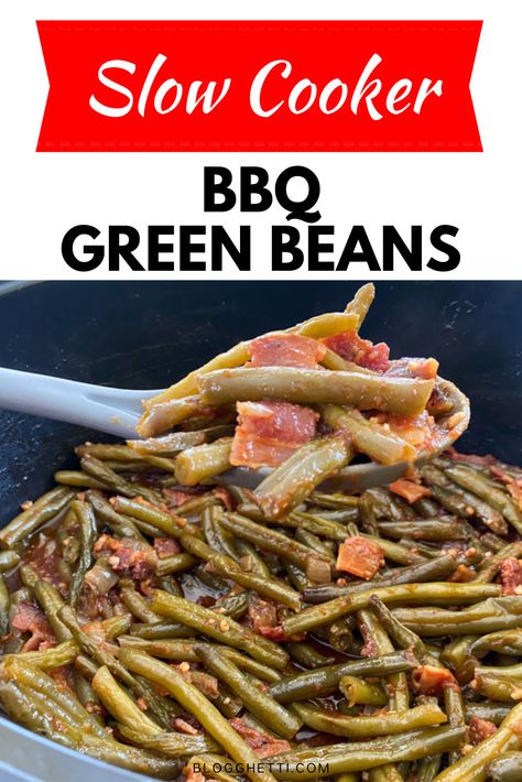 Slow Cooker Bbq Green Beans, Bbq Green Beans Crock Pot, Barbecue Green Beans, Bbq Green Beans With Bacon, Bbq Green Beans, Slow Cooked Green Beans, Cooked Green Beans, Grilled Ham Steaks, Vacation Recipes