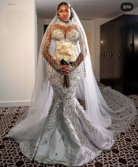 Wedding Dress Illusion, Plus Size Bridal Gowns, Crystal Mermaid, Glam Wedding Dress, Plus Size Bridal, Classy Wedding Dress, Stylish Wedding Dresses, Ruffle Wedding Dress, Wedding Dresses Beaded