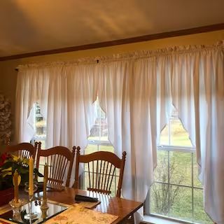 FarmhouseCurtains - Etsy Country Curtains Farmhouse Style, Primitive Curtain Ideas, Muslin Curtains, Country Valances, Iron Curtain Rods, Farmhouse Style Curtains, Primitive Curtains, Country Style Curtains, Tie Up Curtains