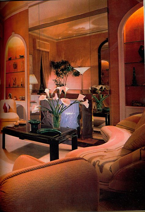 Because, in the immortal words of Jaqueline Suzanne, "Once is Not Enough," The entire house was done in this exact shade! (Architectural Digest) 80s Living Room, 80s Deco, 1980s Interior, 1980s Decor, 70s Interior Design, 80s Interior Design, 80s Art Deco, 80s Room, 80s Home