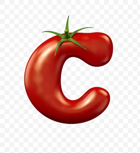 Food Letters, Tomato Sticker, Food Symbol, Tomato Tomato, C Letter, Red Tomato, Tomato Ketchup, Letter C, Creative Posters