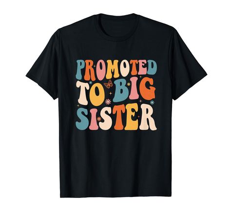 PRICES MAY VARY. Grab this "Promoted To Big Sister" is a lovely Sibling Reveal Announcement Shirt for Toddler Girls Kids. Featuring a cute retro style with lovely for the special bond between big sisters and younger siblings. Celebrate the love and support from big sisters Retro Big Sis shirt for any kids, girls, toddlers, daughter, granddaughter, siblings, sister, niece who has been a proud big sister for years. Also lovely present for soon-to-be new big sis who is about to get a new baby broth Sibling Reveal, Promoted To Big Sister, Big Sisters, Sisters Funny, Big Sister Shirt, Big Sis, Sister Shirts, Big Sister, Toddler Girls