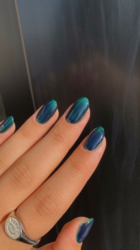 Blue Nails Autumn, Mediterranean Inspired Nails, Dark Summer Nails, Blue Gel Nails, Nagel Tips, Blue Gel, Simple Gel Nails, Smink Inspiration, Casual Nails