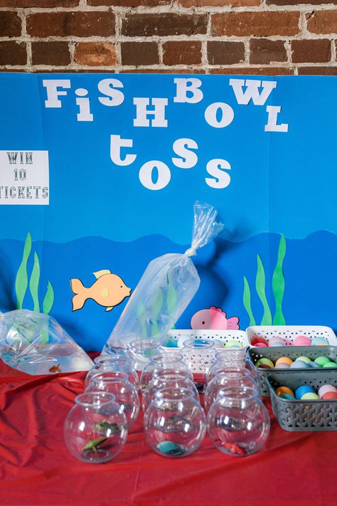 Fish Cup Game, Fish Themed Birthday Party Games, Fishing Theme Party Games, Fishing Themed Birthday Party Games, Fish Theme Party Games, Ofishally One Birthday Party Games, Fish Birthday Party Games, Under The Sea Vbs Games, Fishing Themed Games