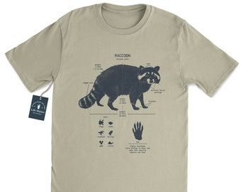 Animal T Shirt Design, Cute Animal Shirts, Raccoon Clothes, Raccoon Anatomy, Nature Clothes, Raccoon Gift, Animal T Shirt, Raccoon Shirt, Vintage Nautical