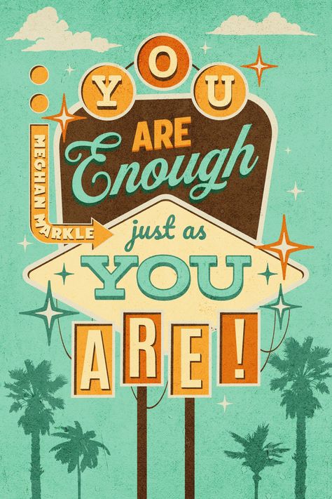 You Are Enough - Retro Sign 1950 Graphic Design, Retro Signs Vintage, Free Poster Templates, Text Inspiration, Hello 2024, Fest Poster, Retro Signage, Christmas Graphic Design, Vintage Logos