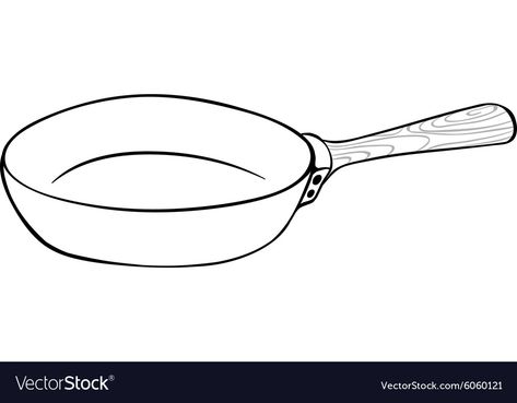 Pan Sketch, Pan Drawing, Frying Pan Drawing, Pan Illustration, Egg In Pan Drawing, Frying Pan Illustration, Sandwich Clipart Black And White, Utensils Drawing, Pan Images