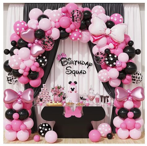 PRICES MAY VARY. Premium Quality Balloons: The 143PCS Pink Mouse Balloon Garland Arch Kit contains natural latex balloons rigorously tested and selected for safety and quality. Versatile Party Decor: This mouse-themed balloon garland can be used for weddings, baby showers, bridal showers, girl's birthday parties, and more. Lovely Cartoon Mouse Theme: The pink and rose red balloons create a beautiful atmosphere for a kid's birthday party with a cartoon mouse theme. Easy Assembly: The kit includes Minnie And Mickey Balloon Arch, Minnie Mouse Birthday Theme, Minnie Mouse Balloons, Princess Balloons, Twodles Birthday, Minnie Mouse Birthday Party Decorations, Minnie Mouse Birthday Decorations, Minnie Mouse 1st Birthday, Ballon Party