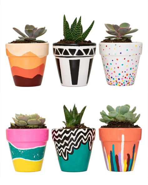 Young Adult Craft: Painted Potted Plants! - Malden Public Library Plant Pot Design, نباتات منزلية, Flower Pot Art, Plant Pot Diy, Flower Pot Design, Painted Pots Diy, Painted Plant Pots, Painted Clay Pots, Deco Nature