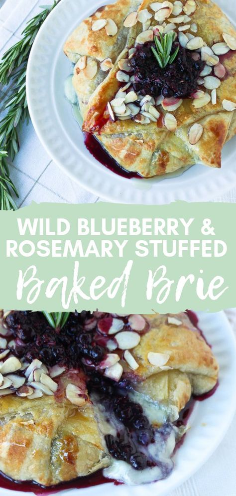 Wild Blueberry & Rosemary Stuffed Baked Brie via Chef Julie Harrington @ChefJulie_RD #bakedbrie #brie #appetizer #holiday #holidayappetizer #wildblueberries #blueberries #rosemary Party Appetizers Vegetarian, Nye Treats, Gameday Appetizers, Appetizers Vegetarian, Coloring Party, Vegan Board, Baked Brie Recipes, Holiday Party Appetizers, Brie Appetizer