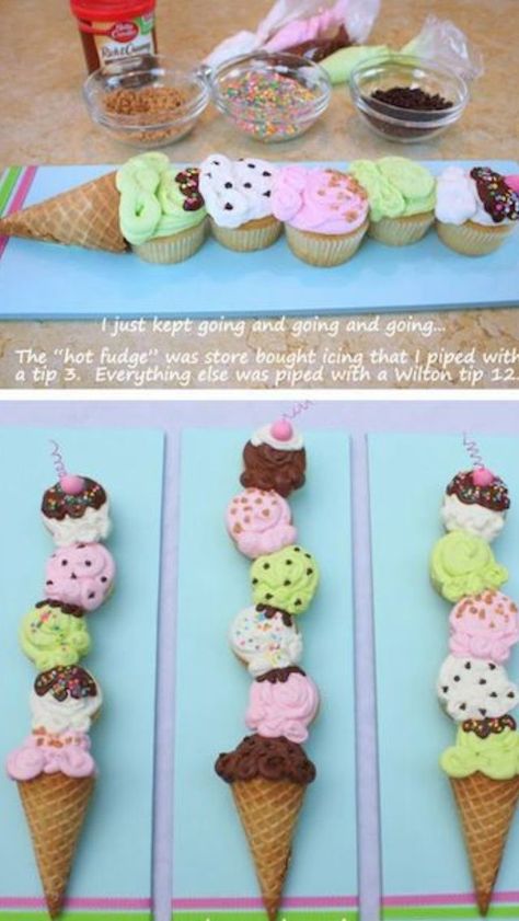 Cupcakes Bonitos, Tårta Design, Ice Cream Cone Cupcakes, Cupcake Cones, Ice Cream Cupcakes, Pull Apart Cupcakes, Hello Sweetie, Gateaux Cake, Ice Cream Birthday