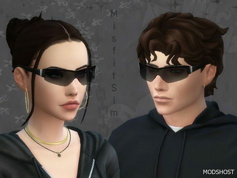 Download Black Sport Sunglasses for Sims 4 at ModsHost NOW! 6 swatches with different opacity of glass, custom thumbnail in CAS for all of the swatches, for male and female. Hair on post thumbnail by Arethabee and Magpiesan. Recoloring Allowed: Yes #videogames #female #mods #gaming #sims Sims 4 Cc Sunglasses Male, Sims 4 Male Sunglasses, Sims 4 Sunglasses Cc, Sims 4 Cc Sunglasses, Sims 4 Sunglasses, Pointy Sunglasses, Ski Glasses, Boys Glasses, Y2k Sunglasses