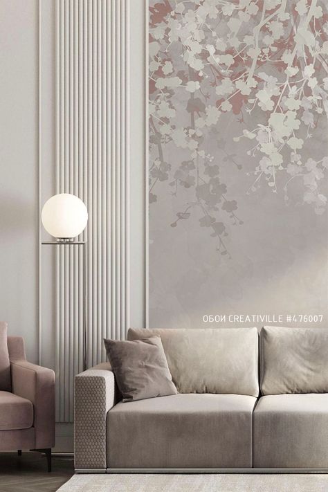 Modern Mural Wallpaper, Drawing Hall Wall Design, Wall Paneling With Wallpaper, Living Room With Wallpaper Accent Wall, Wallpaper Designs For Walls Living Room, Wall Panelling Living Room, Panelling With Wallpaper, Wallpaper For Living Room Modern, Wallpaper Paneling