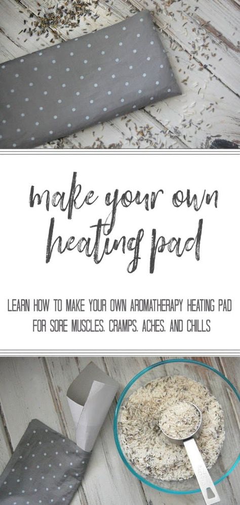 This DIY Aromatherapy Rice Bag (aka heating pad) is great for sore muscles, growing pains, restless leg syndrome, or when you just need to warm up a bit! Diy Rice Heating Pad, Diy Rice Bags, Homemade Heating Pad, Aromatherapy Diy, Diy Heating Pad, Rice Heating Pads, Rice Pack, Heat Bag, Microwave Heating Pad