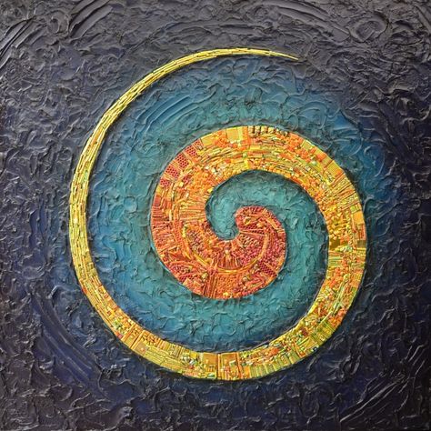 Spiral Painting, Circular Art, Abstract Art Images, Gold Art Painting, Spiritual Paintings, Spiral Art, Mixed Media Art Canvas, Ceramic Wall Art, Spirited Art