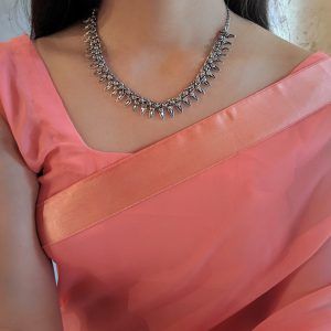 Oxidised Silver Boho Sleek Choker  Necklace - Beatnik Oxidised Jewellery With Saree, Jewellery With Saree, Jewellery For Navratri, Oxidised Choker, Black Metal Necklace, Festive Jewellery, Oxidised Jewelry, Neon Jewelry, Hand Jewelry Rings