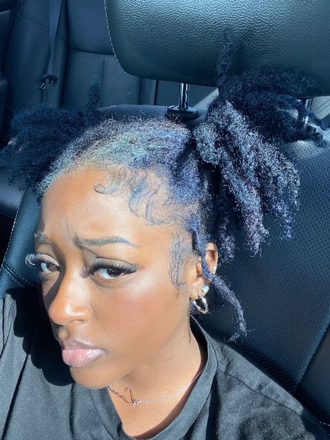 Navy Blue Locs, Dark Blue Locs Black Women, Blue Black Hair Curly, Blue Dreads Black Women, Dark Blue Locs, Blue Locs, Colorful Locs, Dreads Black Women, Blue Dreads