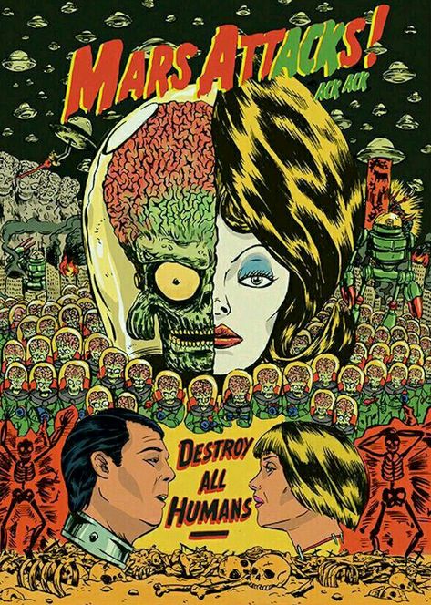 Mars Attack, Mars Attacks, Old Movie, Retro Kunst, Horror Monsters, Horror Posters, Retro Horror, Classic Horror Movies, Horror Movie Posters