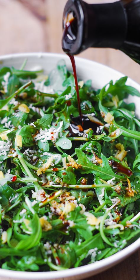 Sauteed Spinach And Arugula, Arugula Ceaser Salad, Arugula Balsamic Salad, Sauteed Arugula Recipes, Winter Arugula Salad, Cooked Arugula Recipes, Arugula Salads, Arugula Salad Dressing, Parmesan Salad