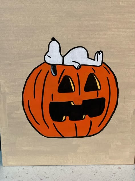 Beginner Halloween canvas painting Easy Painting Ideas On Canvas For Beginners Halloween, October Paintings Easy, Autumn Paintings On Canvas Easy, Beginner Halloween Painting, Acrylic Painting Ideas Halloween, Simple Halloween Canvas Paintings, Snoopy Halloween Painting, Halloween Things To Paint, Simple Fall Paintings For Beginners