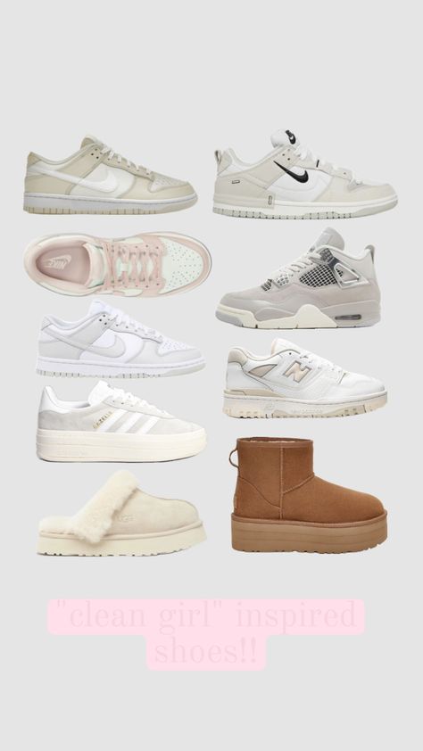 "clean girl" inspired shoes 🥥🤍 #cleangirl #aesthetic #vibes #cute #shoes #shoeinspo #inspo #pinterest #trendy Girl Shoes Aesthetic, Clean Girl Shoes, Simplify Wardrobe, Shoes Aesthetic, Clean Girl Aesthetic, Neo Soul, Aesthetic Vibes, Shoe Inspo, Aesthetic Shoes