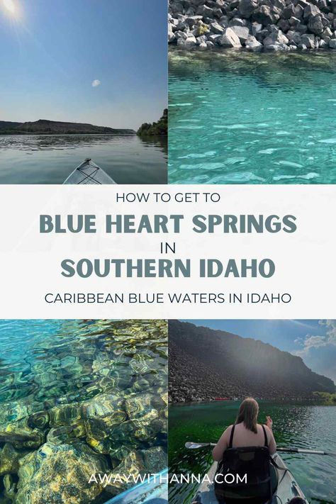 Kayak to crystal clear blue waters in Southern Idaho. Only accessible by water and a unique hidden gem of Idaho that you must visit. Visiting Blue Heart Springs Blue Heart Springs natural beauty Blue Heart Springs scenic spot Exploring Blue Heart Springs Must Visit Idaho Natural Spots Photography Locations in Idaho Best Drone Locations in Idaho Idaho scenic wonders Must-see spots in Idaho Idaho's natural attractions Idaho's picturesque destinations Idaho's must-visit landmarks Idaho Adventure, Southern Idaho, Visit Idaho, Natural Spring, Clear Blue Water, National Park Vacation, Scenic Photography, Twin Falls, Location Photography