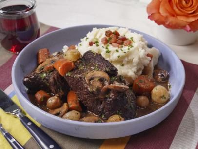 Beef Bourguignon Recipe | Geoffrey Zakarian | Food Network Beef Bourguignon Recipe, Geoffrey Zakarian, Beef Short Rib Recipes, Short Ribs Recipe, Beef Bourguignon, Hamburger Helper, Braised Short Ribs, Slow Cook, Beef Short Ribs