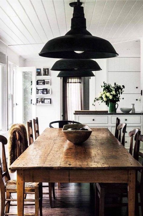 . Timber Dining Table, Dining Room Industrial, Farmhouse Dining Rooms Decor, Modern Farmhouse Lighting, Farmhouse Dining Room Table, Dining Lighting, The Dining Room, Farmhouse Dining Room, Room Decorations