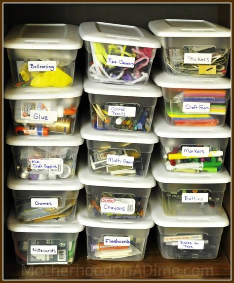 This would be a cute way to have all your art supplies organized and to keep your class room neat. This would be easy for the students to put away art supplies easily and its a fast way to clean up also. Kids Shoe Storage, Craft Closet Organization, Shoe Box Storage, Cleaning Supplies Organization, Kids Craft Supplies, Art Supply Organization, School Supplies Organization, Storage Closet Organization, Craft Room Storage