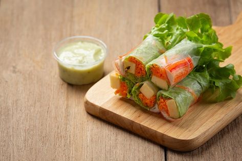 Imitation crab stick fresh vegetable sal... | Free Photo #Freepik #freephoto #salad-roll #crab-stick #salad #healthy-meal Fresh Vegetable Salad, Salad Roll, Crab Sticks, Crab Stick, Thai Salads, Salad Rolls, Vegetable Salad, Culinary Arts, Menu Design