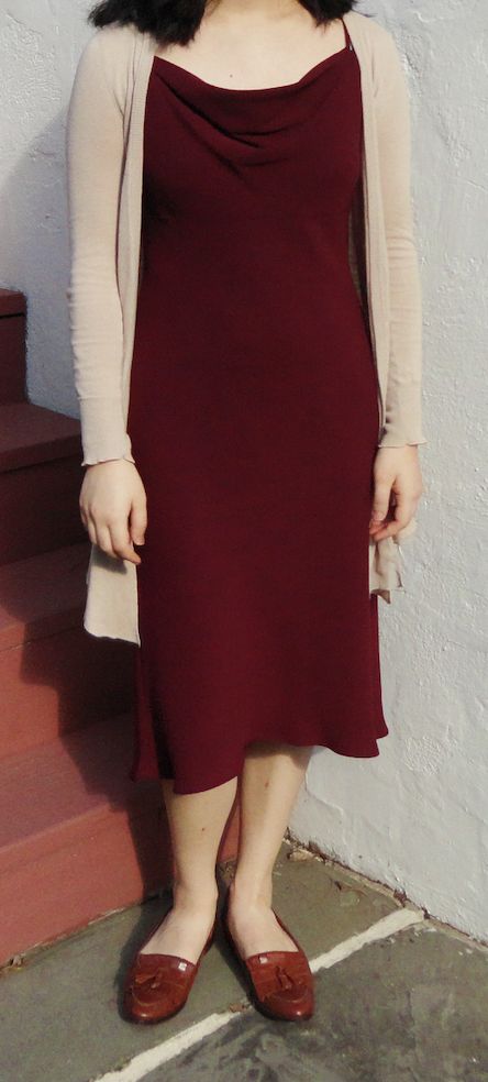 - maroon midi dress (Evan Piccone) 𝘁𝗵𝗿𝗶𝗳𝘁𝗲𝗱 & tan cardigan (Candie's from Kohl's) - red-brown loaders (Nine West) 𝘁𝗵𝗿𝗶𝗳𝘁𝗲𝗱 Maroon Dress Outfit, Dress And Cardigan Outfit, Tita Outfit, Summer Autumn Outfit, Maroon Midi Dress, Dress And Cardigan, Tan Cardigan, Cardigan Outfit, Red Dress Outfit