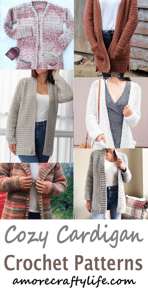 15 Cozy Patterns for Crochet Cardigans– Tips - A More Crafty Life Different Crochet Patterns, Crochet Baby Cardigan Pattern, Make Step By Step, Crochet Cardigan Tutorial, Crocheted Cardigan, Patterns For Crochet, Baby Cardigan Pattern, Crochet Cardigans, Diy Sweater