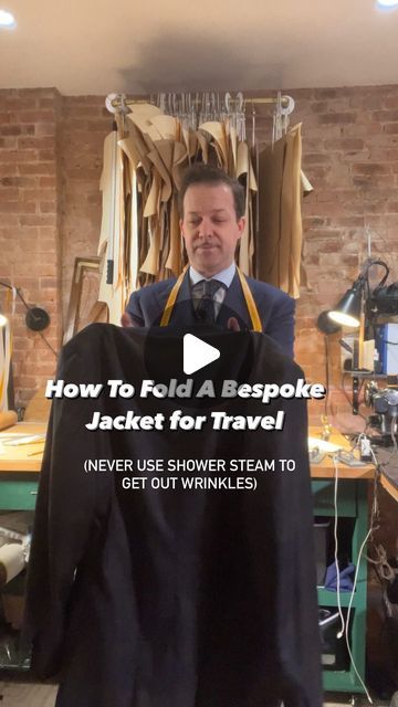 257K views · 5.9K likes | @ericjensen_mastertailor on Instagram: "How to Fold Your Bespoke Suit Jacket for Travel. 

Note: never use shower steam to get out wrinkles on a bespoke coat.

#stefanobemersartoriabyericjensen" Folding A Suit For Travel, Folding Suits For Travel, How To Fold A Suit Jacket For Travel, How To Fold Suits For Travel, How To Fold Blazer, How To Fold Coats For Travel, How To Fold A Jacket For Travel, How To Pack A Suit, Fold Suit Jacket