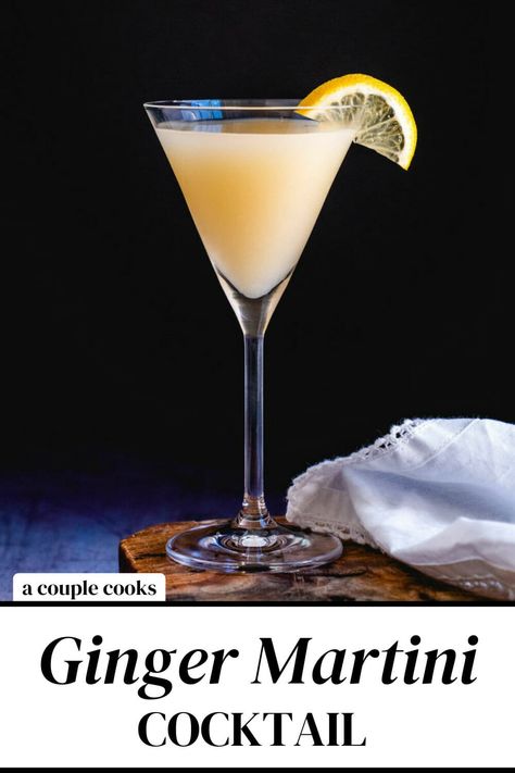 Lemon Ginger Vodka Cocktail, Ginger Martini Recipes, Ginger Simple Syrup Cocktails, Cocktails With Ginger Syrup, Ginger Vodka Cocktail, Ginger Syrup Cocktail, Vodka Martini Recipes, Ginger Martini, Summertime Cocktails