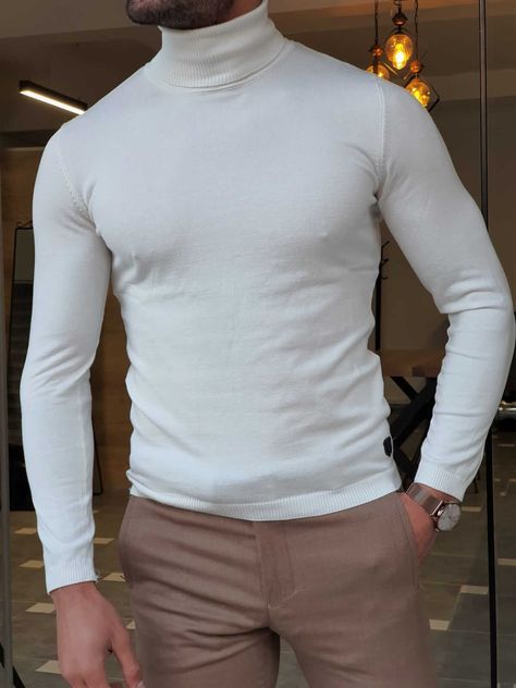 White Knit Sweater Outfit, White Turtle Neck Outfit, Turtle Neck Outfit Men, White Turtleneck Outfit, Turtleneck Sweater Outfit, Knit Sweater Outfit, Turtle Neck Men, White Turtleneck Sweater, Turtleneck Outfit