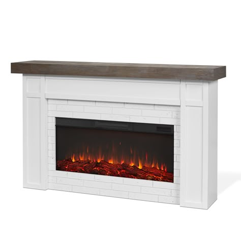 Electric Fireplace Mantel, White Electric Fireplace, Electric Fireplace With Mantel, Glowing Embers, Indoor Electric Fireplace, Flame Colors, Best Electric Fireplace, Rustic Mantel, Fireplace Heater