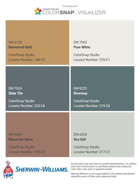 Sherwin Williams Slate Tile Complimentary Colors, Sherwin Williams Slate Tile Color Palette, Sherwin Williams Moroccan Spice, Slate Tile Color Palette, Rocky River Sherwin Williams Coordinating Colors, Sherwin Williams Riverway Color Palettes, Moroccan Spice Sherwin Williams, Mediterranean Sherwin Williams, Sherwin Williams Mediterranean