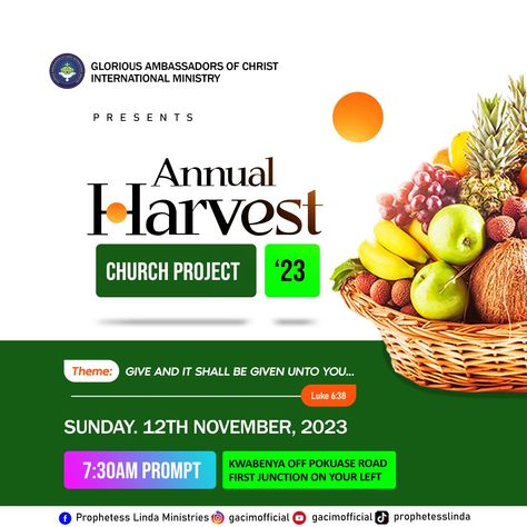 Annual Harvest Banner Design, Harvest Thanksgiving Flyer Design, Church Harvest Flyer Design, Harvest Banner Design, Annual Harvest Flyer, Harvest Flyer Design, Harvest Church, Church Banners Designs, Work Graphic