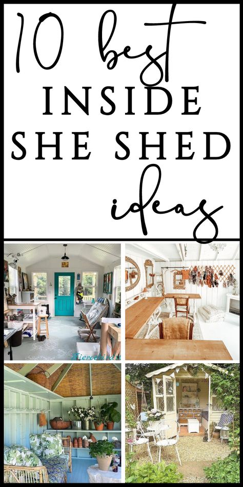 Shed Interior Design Ideas, She Shed Interior Ideas, She Shed Decorating Ideas, She Shed Craft Room, Diy She Shed, Shed Guest House, She Shed Ideas, She Shed Interior, Garden Shed Interiors