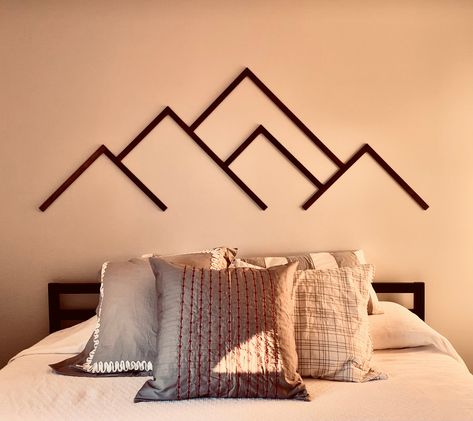 Living Room Wood Wall, Mountain Wall Art Wood, Above Bed Wall Decor, Tre Kunst, Wood Minimalist, Minimalist Mountain, Mountain Wall Decor, Bed Wall Decor, Mountain Wall