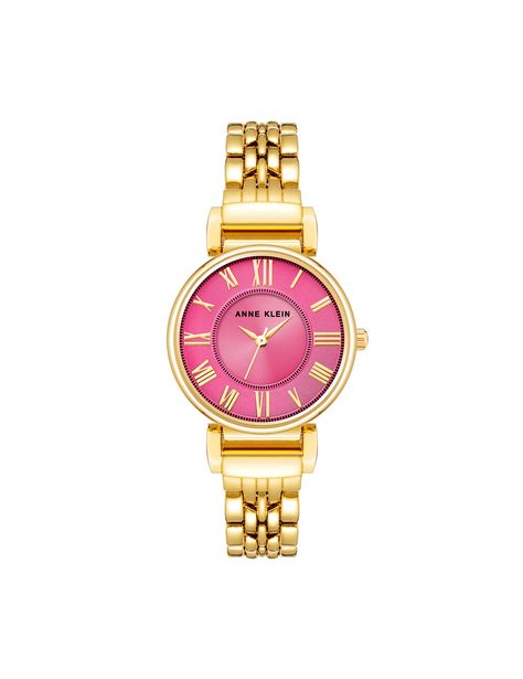 Anne Klein Gold-tone/Pink Roman Numeral Dial Watch Anne Klein Watches Women, Pink Watch, Bracelet Watches Women, Jewelry Clasps, Classy Jewelry, Jewelry Lookbook, Blush And Gold, Stylish Watches, Roman Numeral