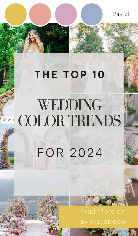 Discover the hottest wedding color trends for 2024! From vibrant hues to soft pastels, find the perfect palette to make your big day unforgettable. July Wedding Colors, June Wedding Colors, Bridesmaid Color Palette, August Wedding Colors, Popular Color Palettes, Top Wedding Colors, Pastel Wedding Colors, Wedding Theme Color Schemes, Wedding Color Palette Summer