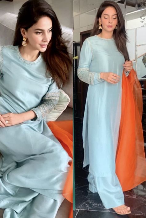 Mayun Outfit, Saba Qamar, Nikkah Dress, Pakistani Fashion Casual, Pakistani Dresses Casual, Pakistani Fashion Party Wear, Salwar Kamiz, Kurti Designs Party Wear, Simple Pakistani Dresses