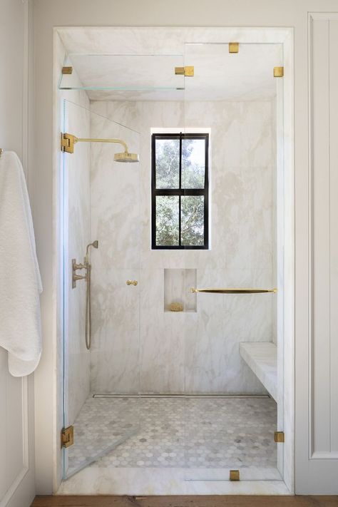 Shower For Older People, Trayless Showers, Limestone Bathroom Wall, Master Bath Shower Tile, Transitional Master Bath, Marble Shower Walls, Marble Bathroom Sink, Cream Marble, Loft Bathroom