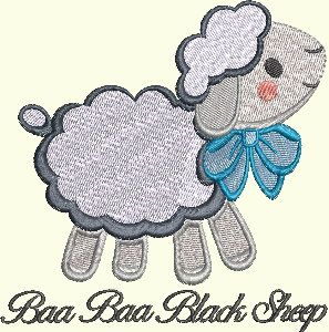 Nursery Rhyme Series - Baa Baa Black Sheep Sheep Applique, Sheep Nursery, Sheep Crafts, Animal Embroidery Designs, Baby Sewing Projects, Animal Quilts, Baby Embroidery, Animal Embroidery