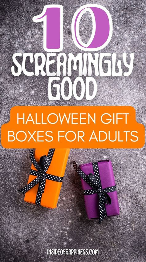 Small Halloween Gift Ideas, Boo Box Ideas For Friends, Halloween Goody Bags For Adults, Homemade Halloween Gifts, Halloween Birthday Gift Ideas, Halloween Gift Bags For Adults, Halloween Favors For Adults, Halloween Treat Bags For Adults, Halloween Gift Box Ideas