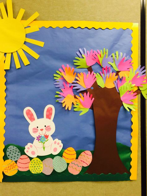 Spring bulletin board /easter Bulletin Board Ideas, Board Ideas, Bulletin Boards, Bulletin Board, Easter Bunny, Paper Flowers, Easter, Flowers, Art