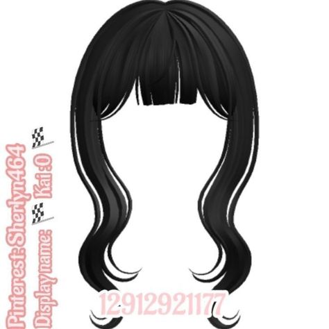 Roblox Codes Hair Black, Black Hair Codes, Black Hair Id Roblox, Black Hair Bangs, Black Hair Bun, Roblox Ids, Brown Hair Roblox, Wavy Bangs, Roblox Brookhaven