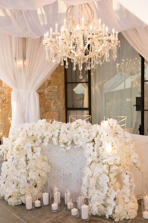 Gold Sweetheart Table, Vineyard Estate, Head Table Wedding Decorations, Ocean View Wedding, Malibu Rocky Oaks, Purple And Silver Wedding, Chandelier White, Sweetheart Table Wedding, Inside Weddings